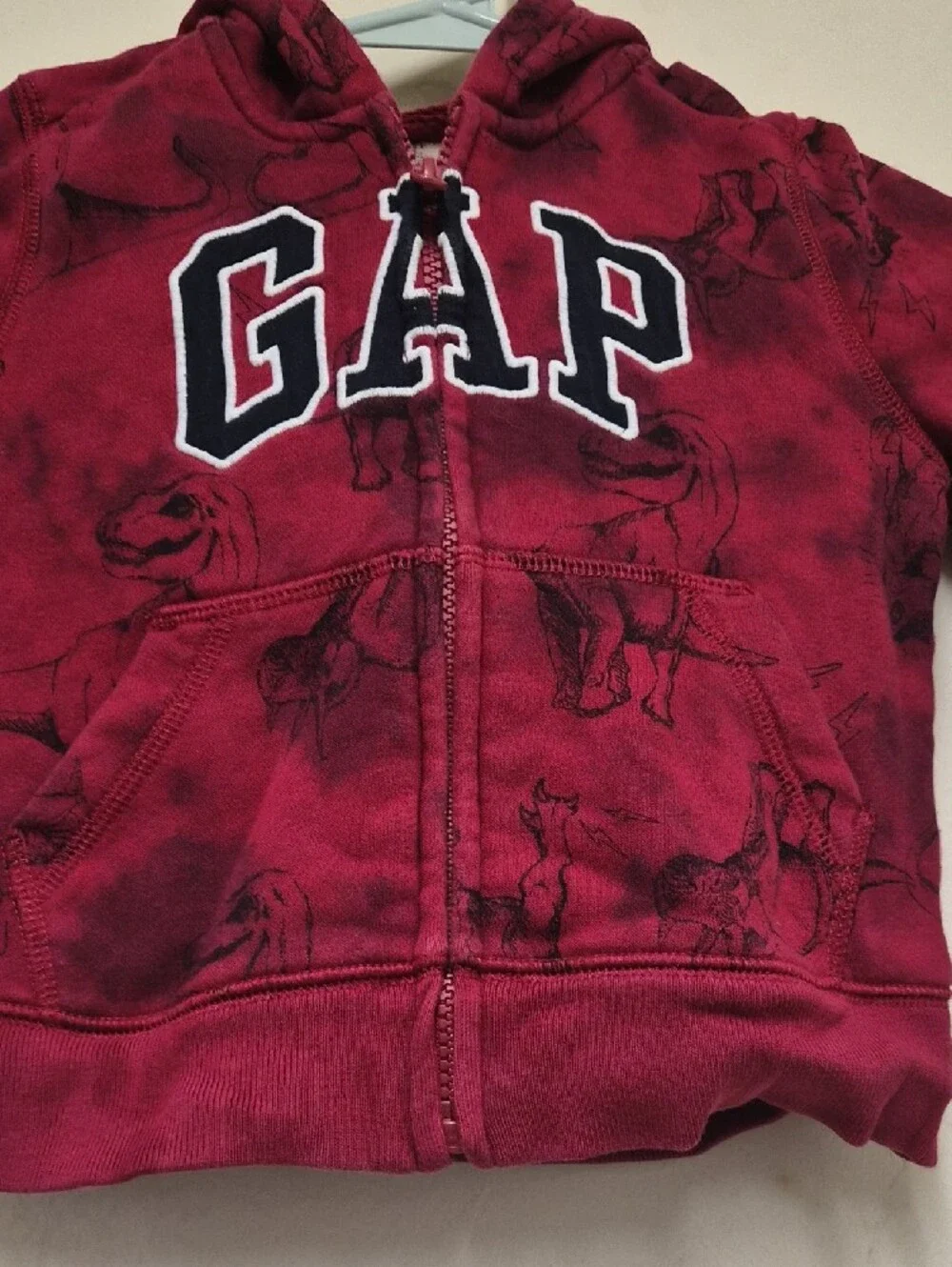 GAP Kids Maroon Animal-Print Zip Hoodie Size 3